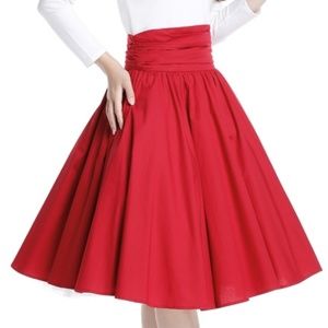 Pin Up Clothing Full Circle Skirt Vtg Style Red
